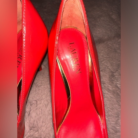 Lauren Ralph Lauren Bright red pointed toe stiletto heels 8.5 like new - Picture 3 of 16